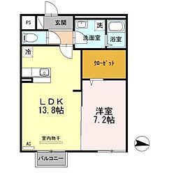 セジュール・栗林南 1LDKの間取図画像