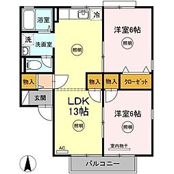レジデンス一本松A 2LDKの間取図画像