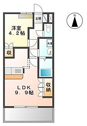 アドミレT-2 1LDKの間取図画像