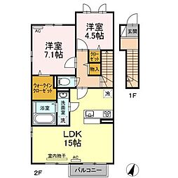 カーサコバB 2LDKの間取図画像