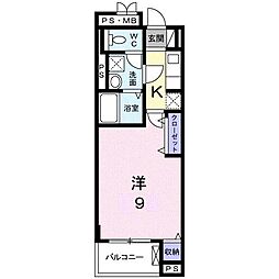 グランソレイユ 1Kの間取図画像
