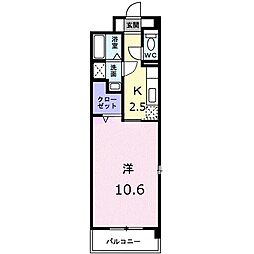 ヴィドゥカンパーニュ 1Kの間取図画像