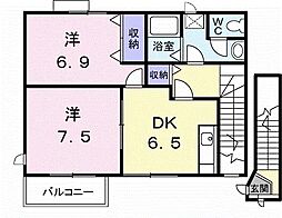 セナングA 2DKの間取図画像
