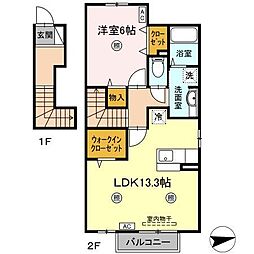 ヴァンヴェール 1LDKの間取図画像
