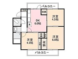 ヴィラナリー元山1号棟 3DKの間取図画像