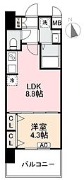 S-RESIDENCE中央町 1LDKの間取図画像