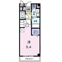 カーサ木太2 ワンルームの間取図画像