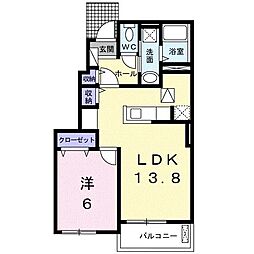 クラール元山P 1LDKの間取図画像