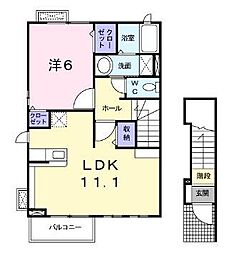 カーサセレーノ1 1LDKの間取図画像