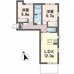 Laluce 2LDKの間取図画像