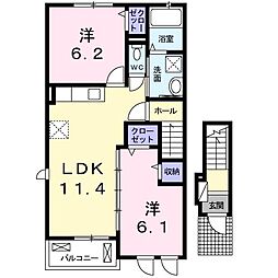 ウエストヴィレッジ2 2LDKの間取図画像