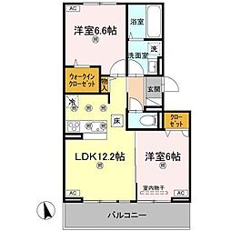 高松市木太町アパート 2LDKの間取図画像
