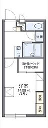 レオパレスLadyGrey 1Kの間取図画像