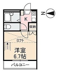 フレシール東山崎 1Kの間取図画像