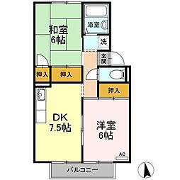 コーポ・シャルン 2DKの間取図画像