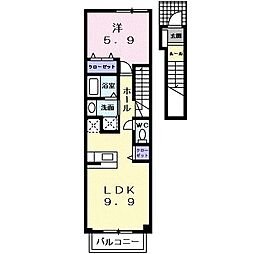 ソレアード太田B 1LDKの間取図画像