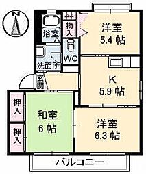 グランコート浅野A 3Kの間取図画像