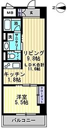 アルファレガロ中央町 1LDKの間取図画像