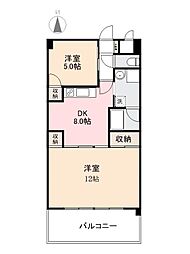 広瀬ロイヤルハイツ 2DKの間取図画像