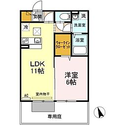 プラージュ屋島 1LDKの間取図画像