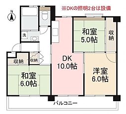 ヴィラ・アンソレイエ牟礼1 3DKの間取図画像