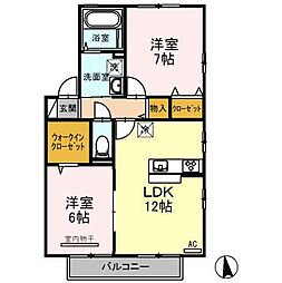 T'sスクエアD 2LDKの間取図画像