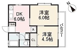 TメーゾンB 2DKの間取図画像