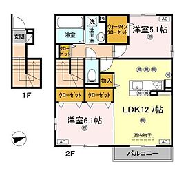 サンエスポアール 2LDKの間取図画像