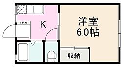 カーサM 1Kの間取図画像