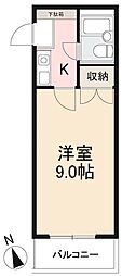 ハイム花園 1Kの間取図画像