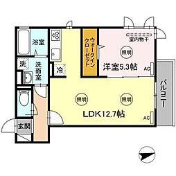 グアイス・ブラン 1LDKの間取図画像