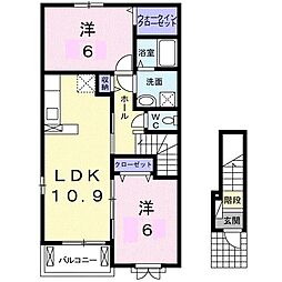 フィールドビーチアマナ1 2LDKの間取図画像