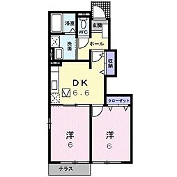 キートス・コティB 2DKの間取図画像