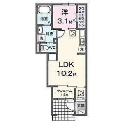 サンフラワー太田駅サイドD 1LDKの間取図画像