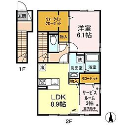 セジュール雅A 1SLDKの間取図画像