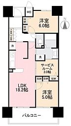 ロイヤルガーデン高松駅西オーシャンビュー壱番館 2SLDKの間取図画像