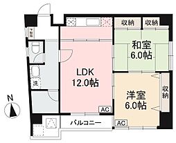 ロイヤルメゾン栗林 2LDKの間取図画像