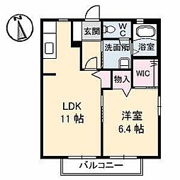 ディアス松縄C 1LDKの間取図画像