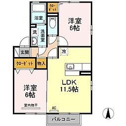 メゾン・リシェスB 2LDKの間取図画像