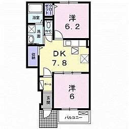 ウエストヴィレッジ2 2DKの間取図画像