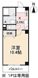 フィネス百恵 1Kの間取図画像