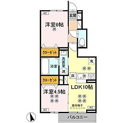 ローゼン太田 2LDKの間取図画像