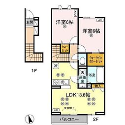 ローゼン太田 2LDKの間取図画像