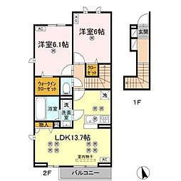 ローゼン太田 2LDKの間取図画像