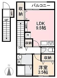 きたのハルカス 1LDKの間取図画像