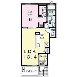 クラール仏生山D 1LDKの間取図画像