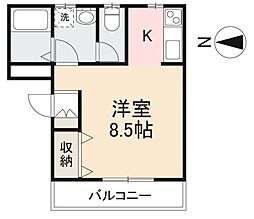 サニープレイスone 1Kの間取図画像