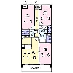 サンビオラ 3LDKの間取図画像
