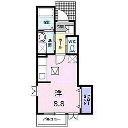 れいけん元山 ワンルームの間取図画像
