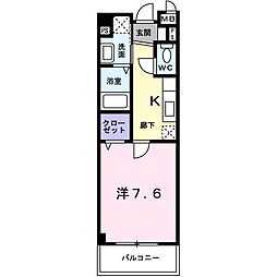 エスティガーデン 1Kの間取図画像